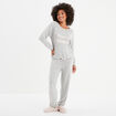 Ensemble pyjama pantalon fluide 2 pièces gris clair femme