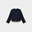 Veste effet tweed boutonn&eacute;e bleu fonc&eacute; femme