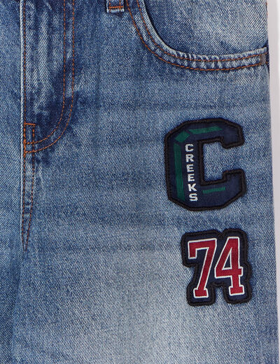 Jeans regular patchs coton Creeks denim double stone garçon
