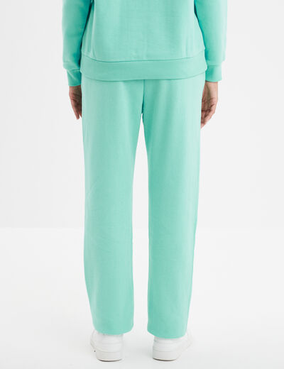 Pantalon jogging droit molleton bleu turquoise femme