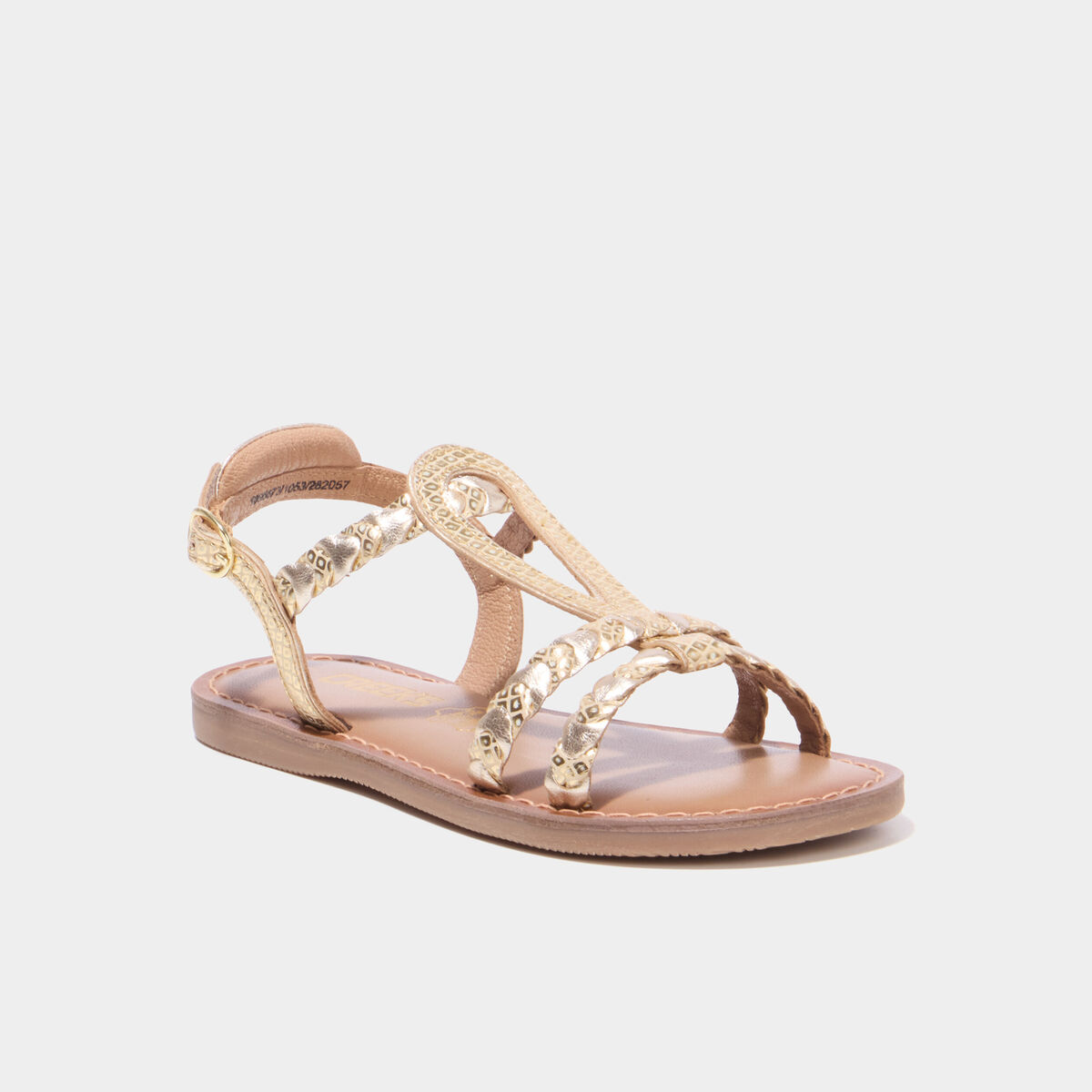 Sandales en cuir jaune or fille