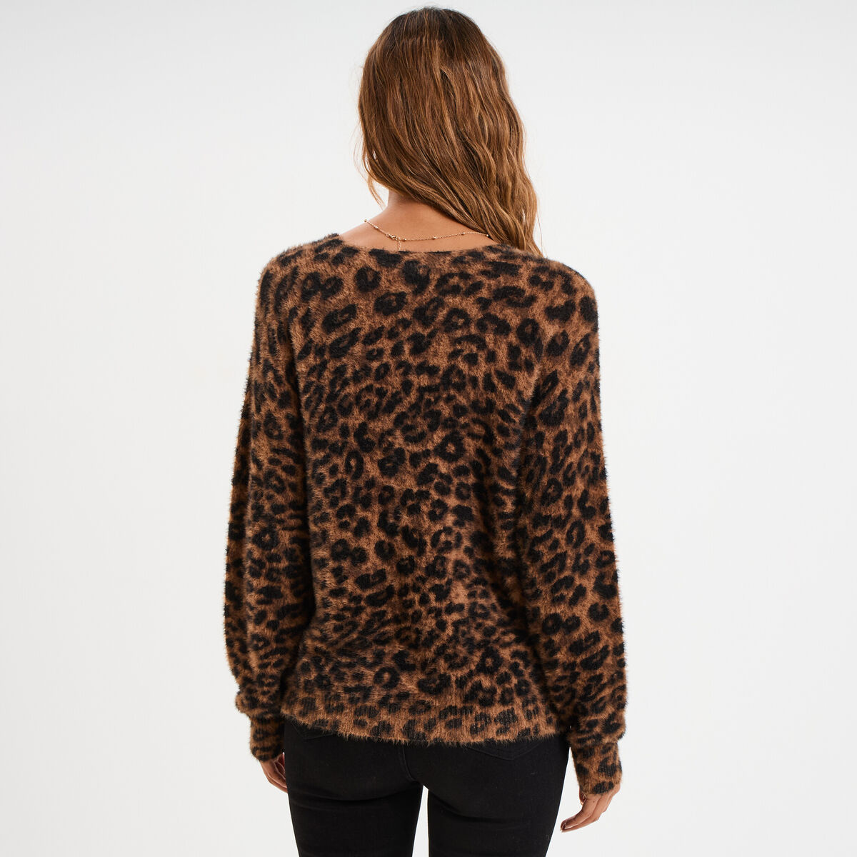 Gilet col en V manches longues camel femme