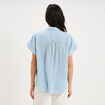 Chemise manches courtes coton bleu clair femme