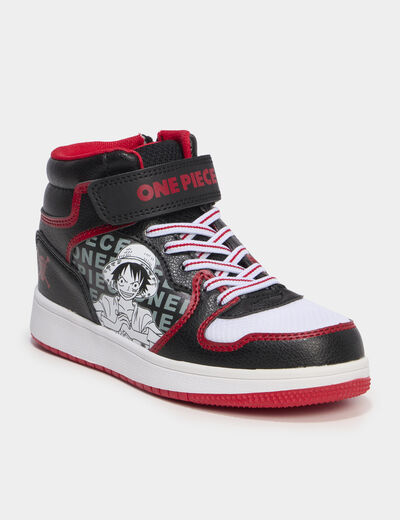 Baskets montantes zipp&eacute;es One Piece noir gar&ccedil;on