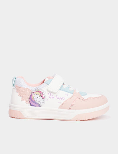 Tennis basses à scratchs blanc fille