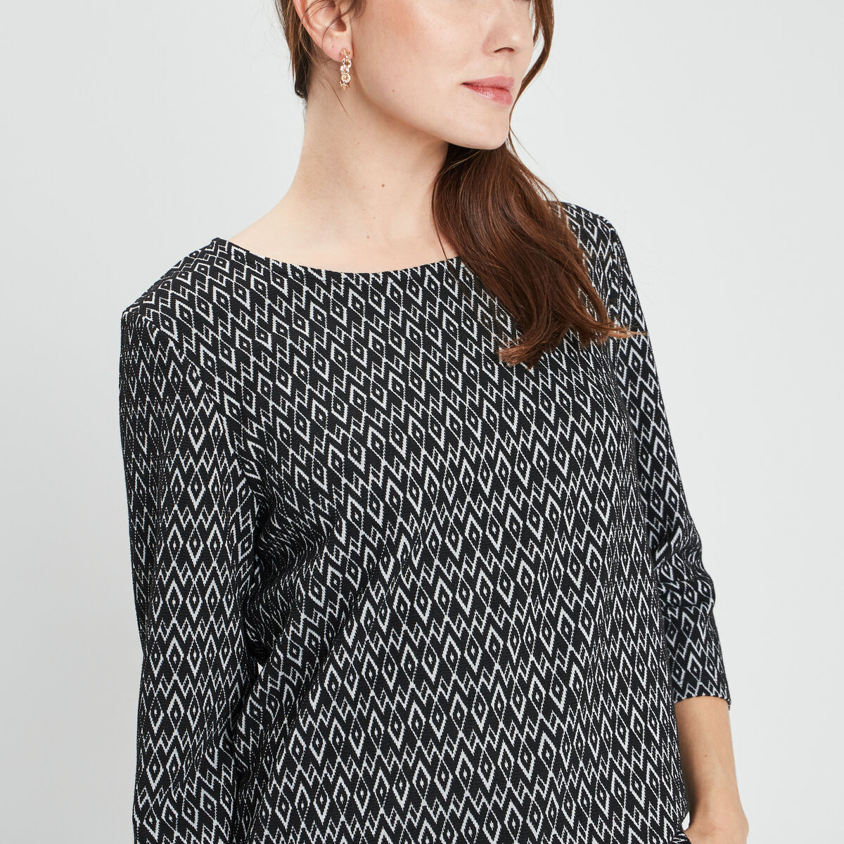 T-shirt manches 3/4 noir femme