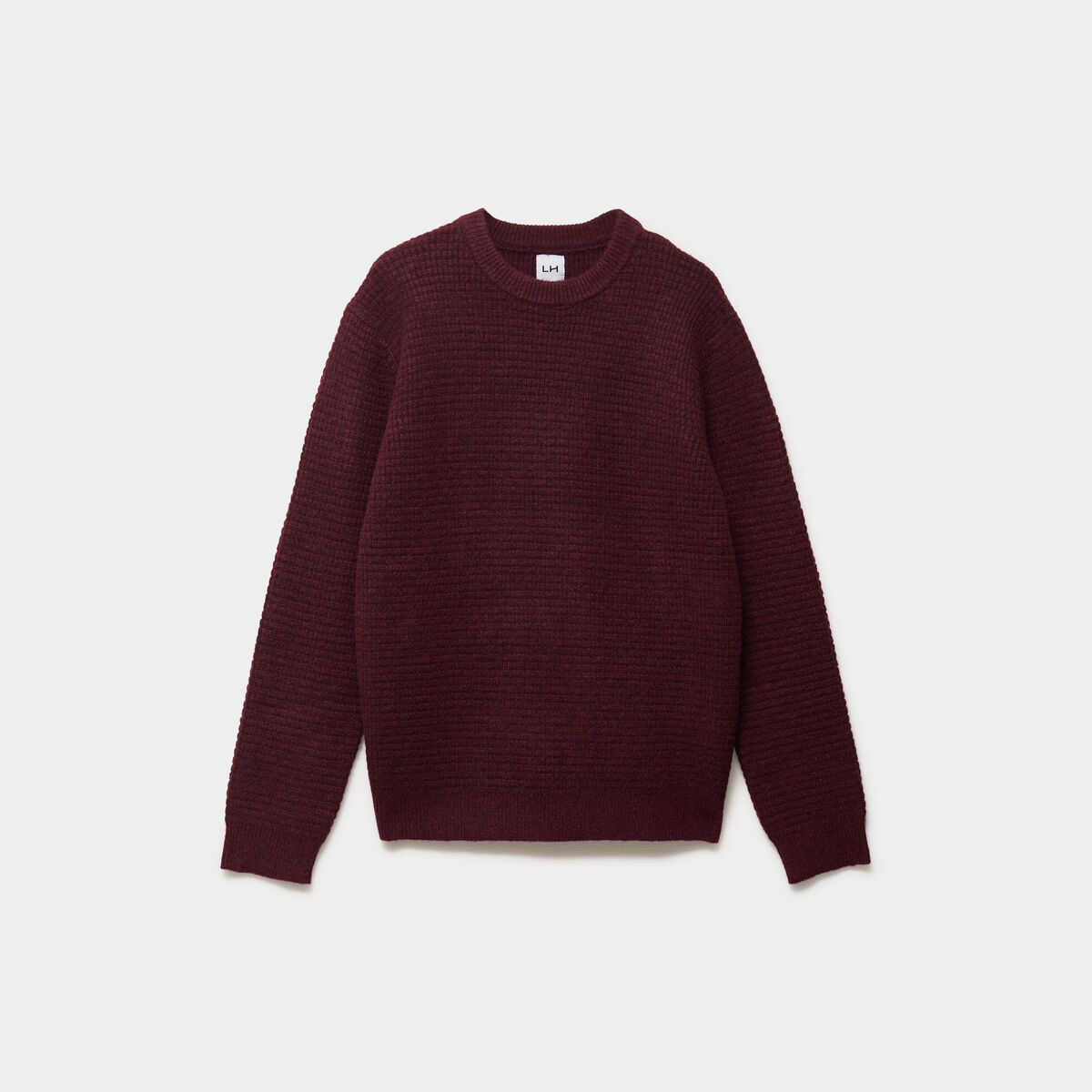 Pull col rond manches longues prune homme