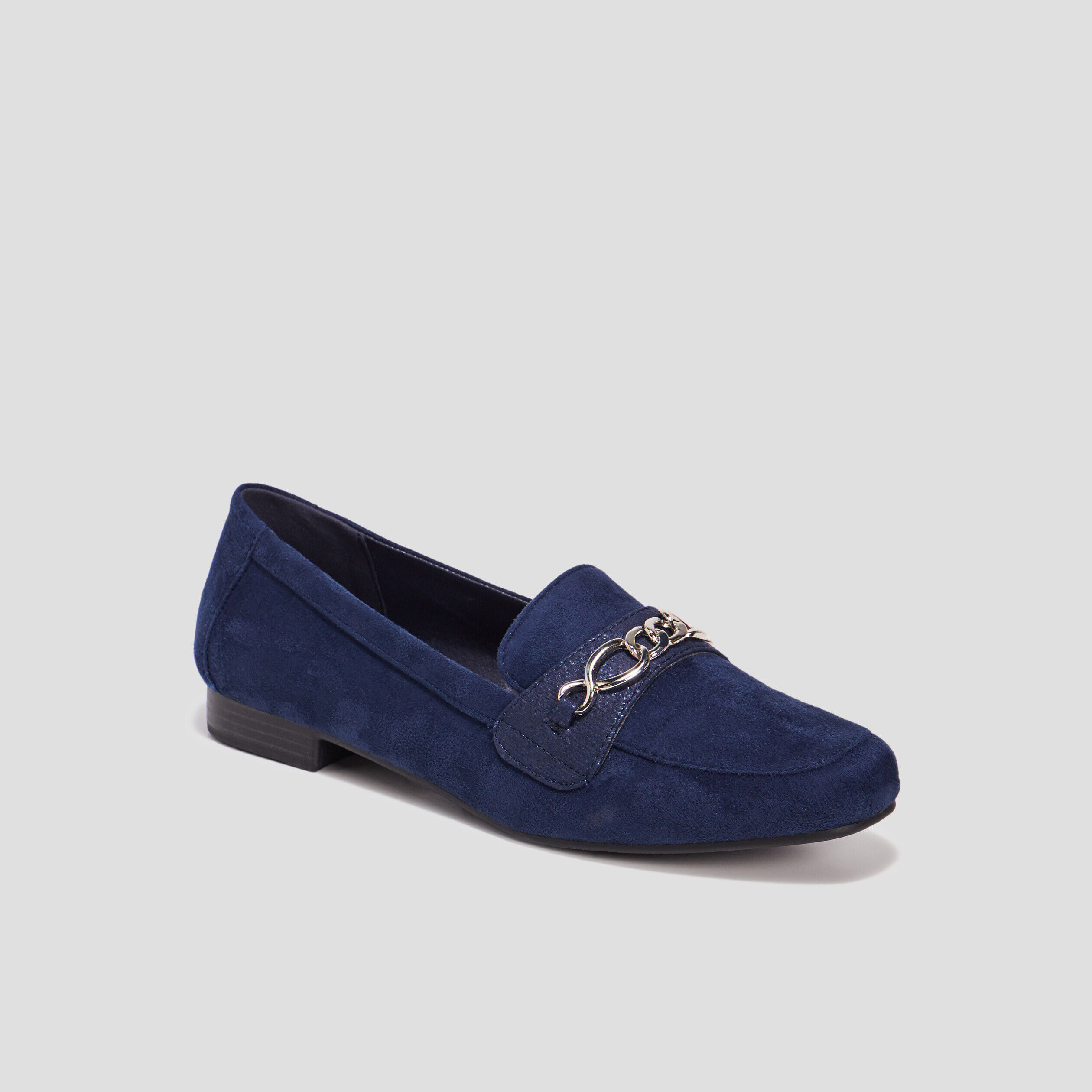 Mocassins plats suède bleu marine femme LH