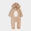 Pyjama No&euml;l effet velours &agrave; capuche taupe b&eacute;b&eacute;
