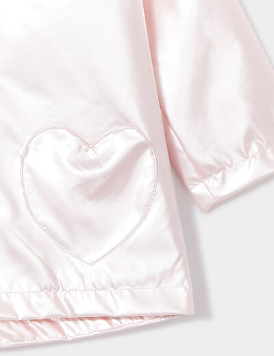 Parka imperméable à capuche métallisée rose poudrée bébé fille