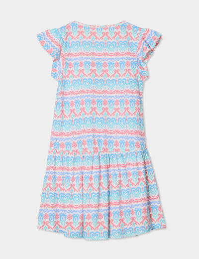 Robe courte évasée à volants ecru fille