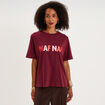 T-shirt logo NAF NAF manches courtes bordeaux femme