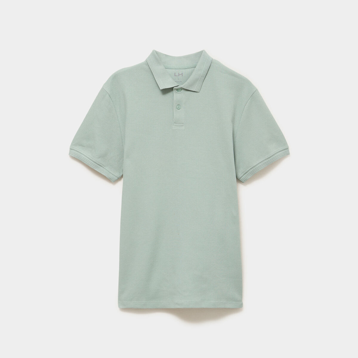 Polo textur&eacute; manches courtes coton vert pastel homme