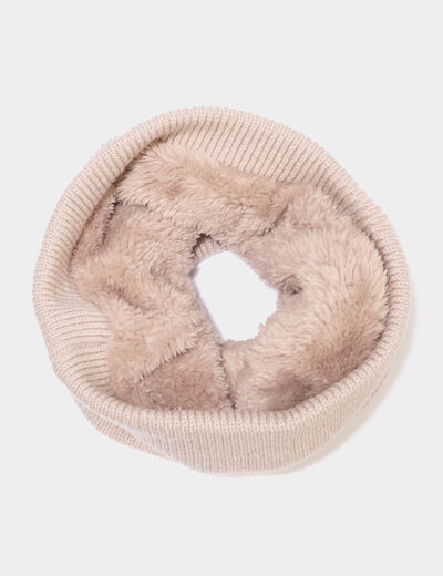 Tour de cou tricot&eacute; doubl&eacute; sable femme