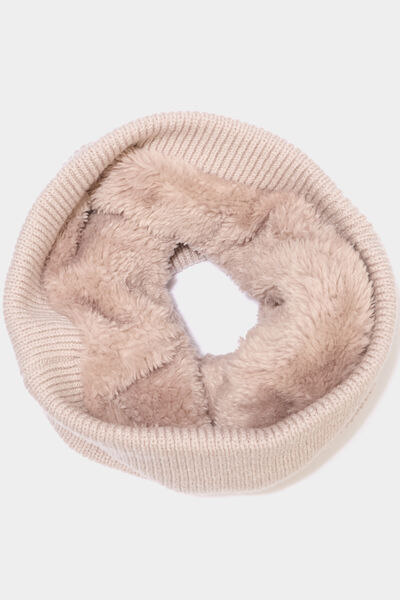 Tour de cou tricot&eacute; doubl&eacute; sable femme