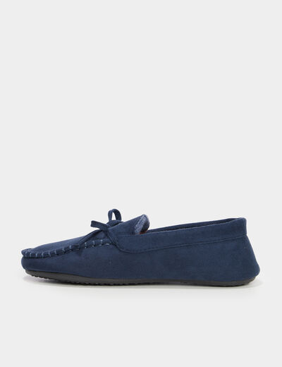 Chaussons mocassins aspect suédine bleu homme