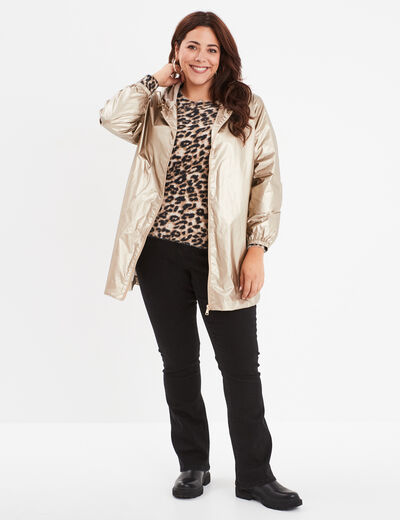 Pull manches longues col rond beige femme grande taille