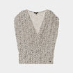 T-shirt col cache-coeur Mosquitos beige femme