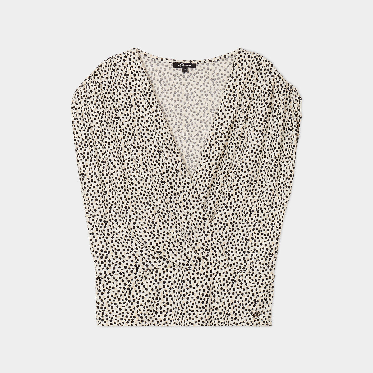 T-shirt col cache-coeur Mosquitos beige femme