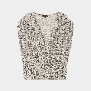 T-shirt col cache-coeur Mosquitos beige femme
