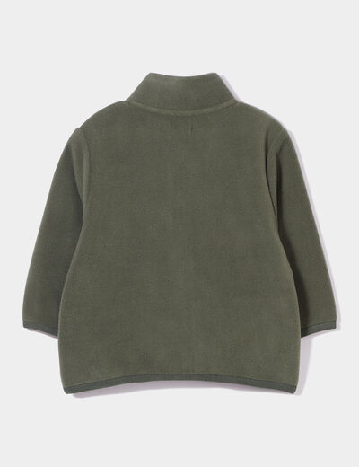 GIlet polaire zippé broderie fantaisie vert kaki bébé garçon