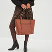 Sac cabas trapèze marron cognac femme