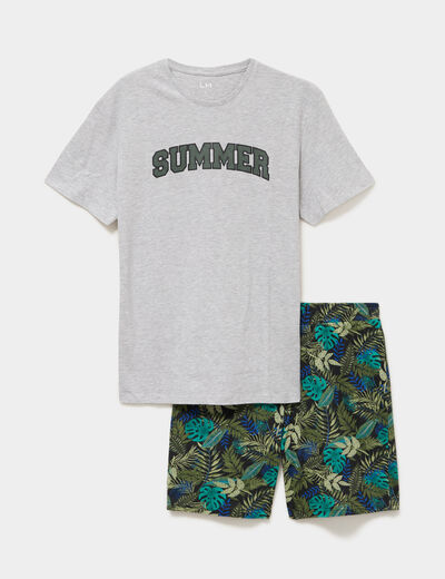 Ensemble pyjama short et t-shirt coton gris clair homme