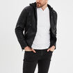 Veste biker &agrave; capuche amovible noir homme