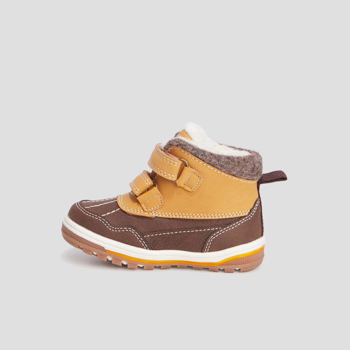 Bottines fourrées à scratchs marron bébé garçon