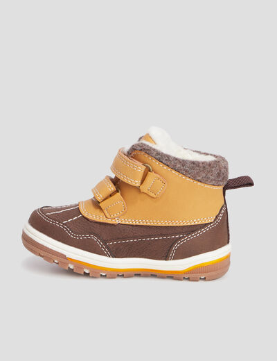 Bottines fourrées à scratchs marron bébé garçon