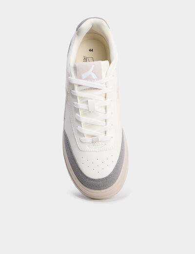 Tennis basses &agrave; lacets semelle plate gris homme