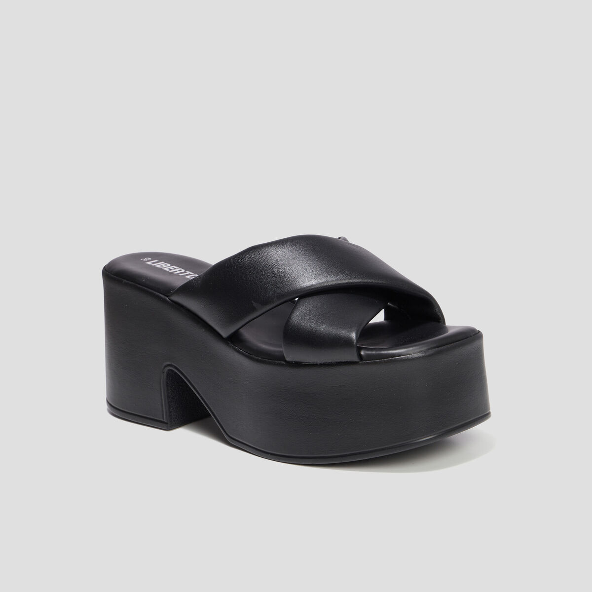 Mules compensées en cuir Liberto noir femme