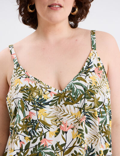 Robe longue fendue fluide bretelles blanc femme grande taille