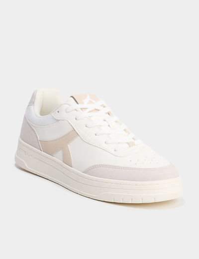 Baskets &agrave; lacets semelle plate sable homme