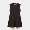 Robe maille sans manches corolle courte marron fonc&eacute; femme