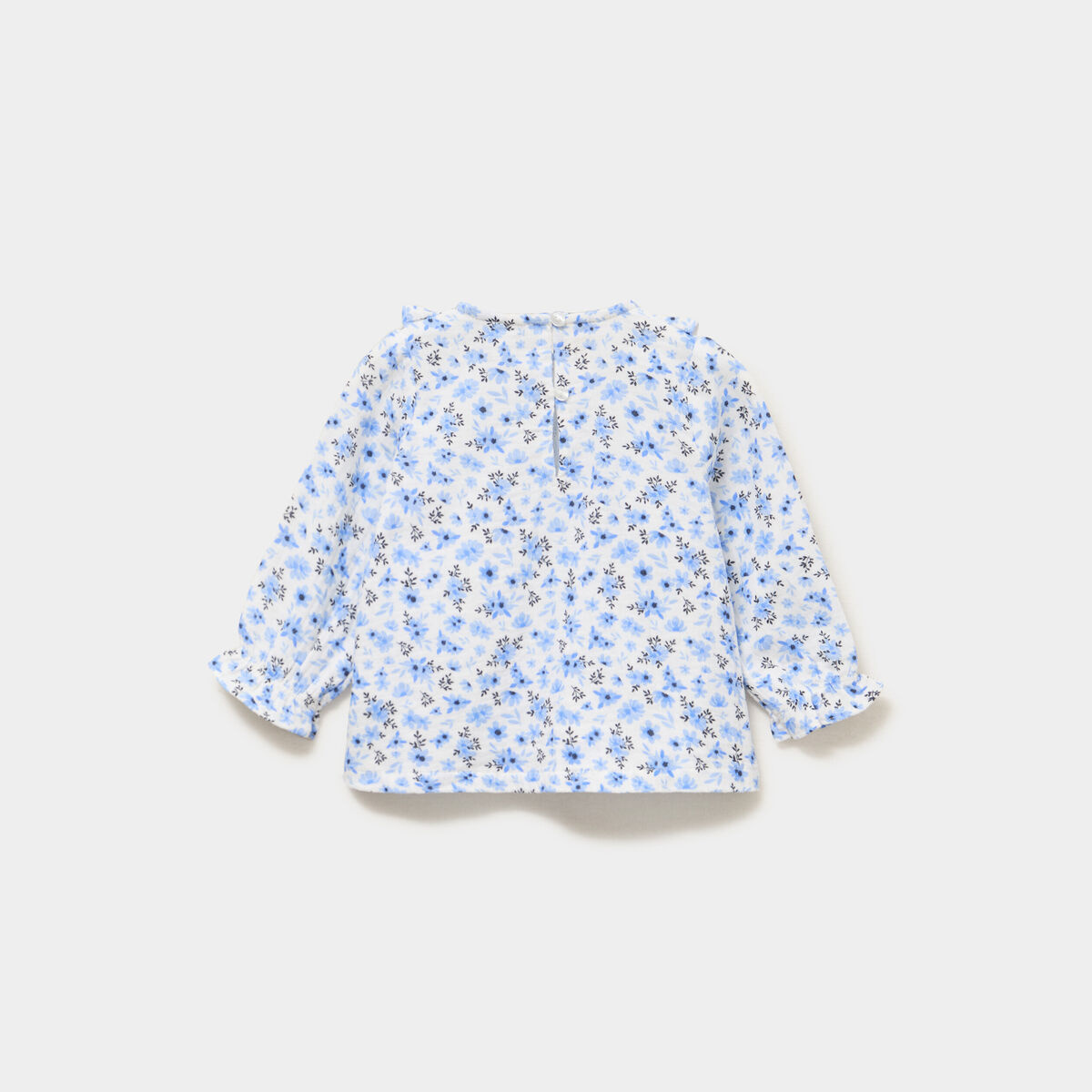 Blouse avec volants en gaze de coton ecru b&eacute;b&eacute; fille