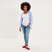 Jeans grossesse slim 7/8&egrave;me avec bandeau denim double stone femme maternit&eacute;