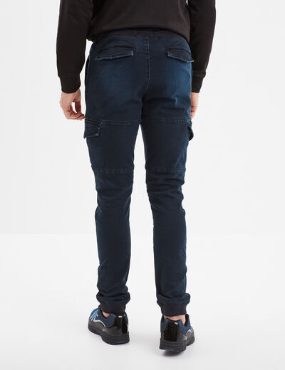 Pantalon skinny stretch 2 poches côtés denim blue black homme