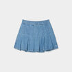 Jupe plissée courte en jean denim double stone femme