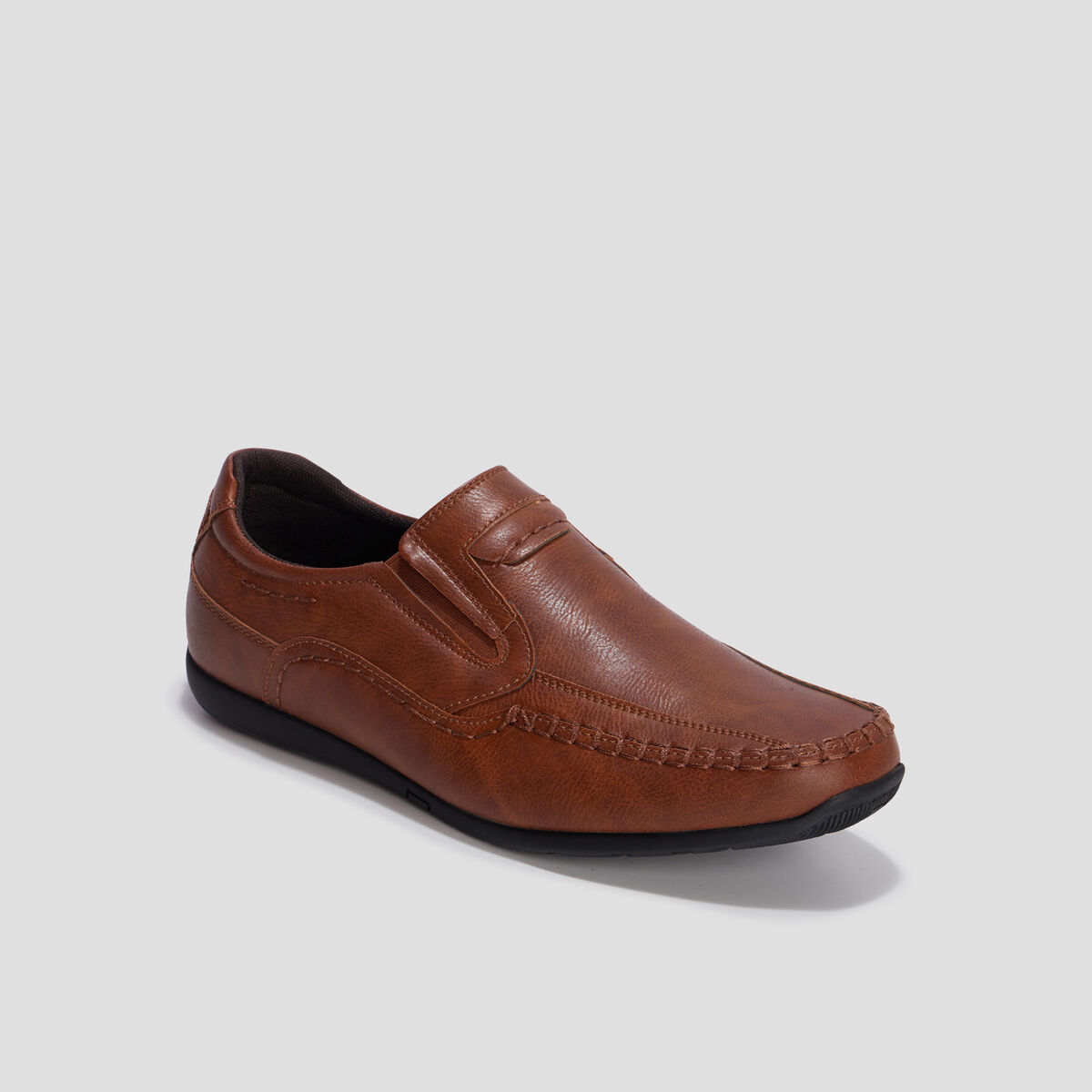 Mocassins confort &agrave; bout carr&eacute; marron homme