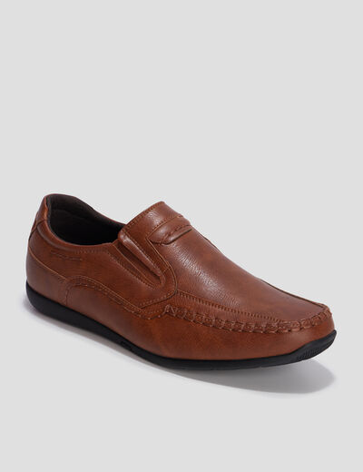 Mocassins confort &agrave; bout carr&eacute; marron homme