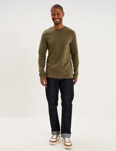 T-shirt manches longues vert kaki homme