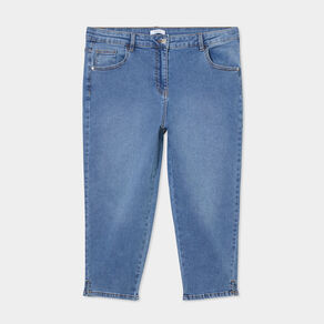 Jeans corsaire slim taille haute bleu clair femme grande taille
