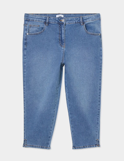 Jeans corsaire slim taille haute bleu clair femme grande taille
