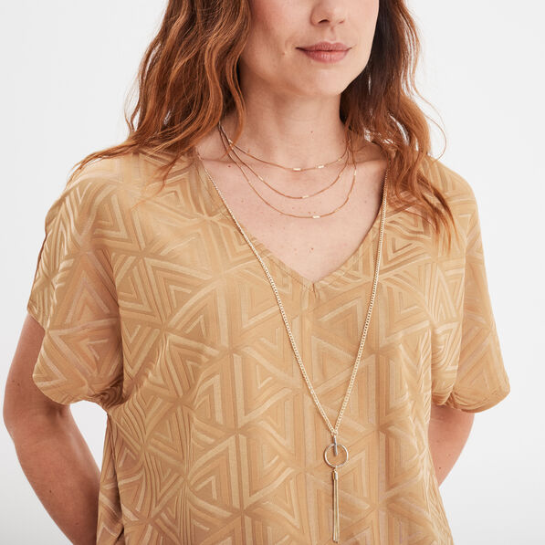 t shirt col en v bijou mosquitos marron clair femme T-shirt col en V bijou Mosquitos marron clair femme