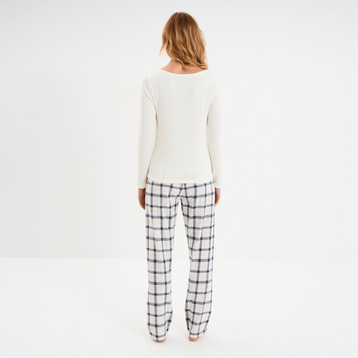 Ensemble pyjama 2 pi&egrave;ces coton blanc femme