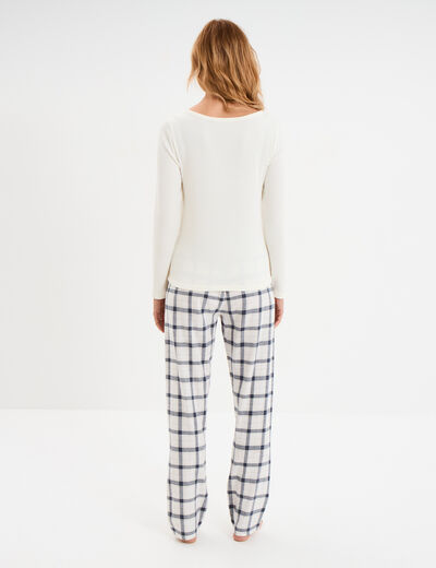 Ensemble pyjama 2 pi&egrave;ces coton blanc femme