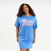 Chemise de nuit courte coton bleu electrique femme grande taille