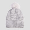 Bonnet à pompon gris clair femme