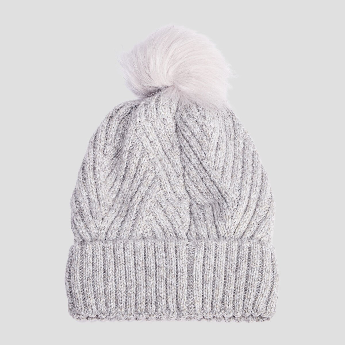 Bonnet à pompon gris clair femme